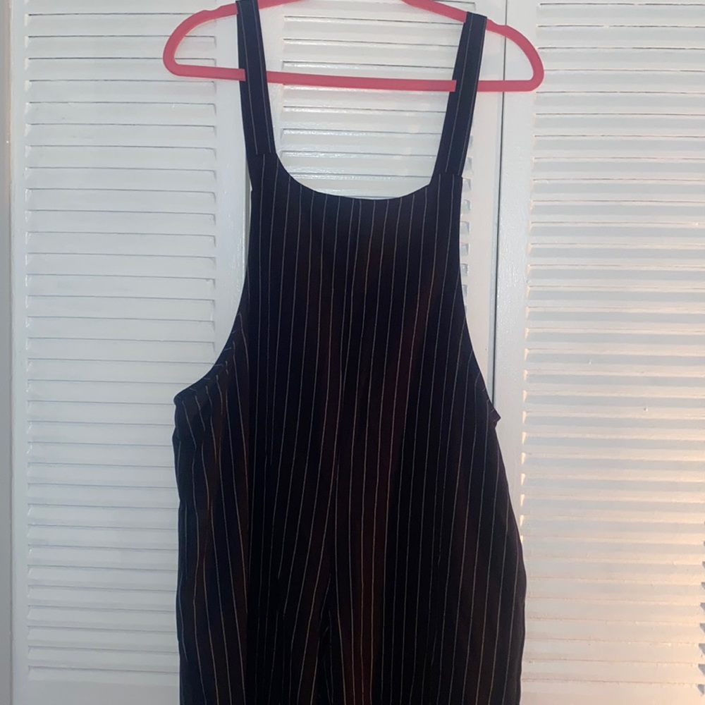 Pin striped overalls